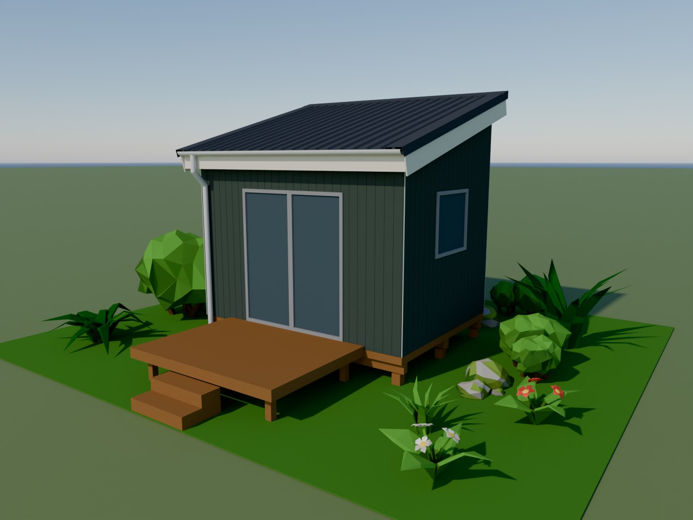 Rendered 3D view of the Matai sleepout